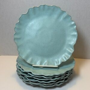 Southern Living Flora Ruffled Edge Dessert / Salad Plate in Blue / Green